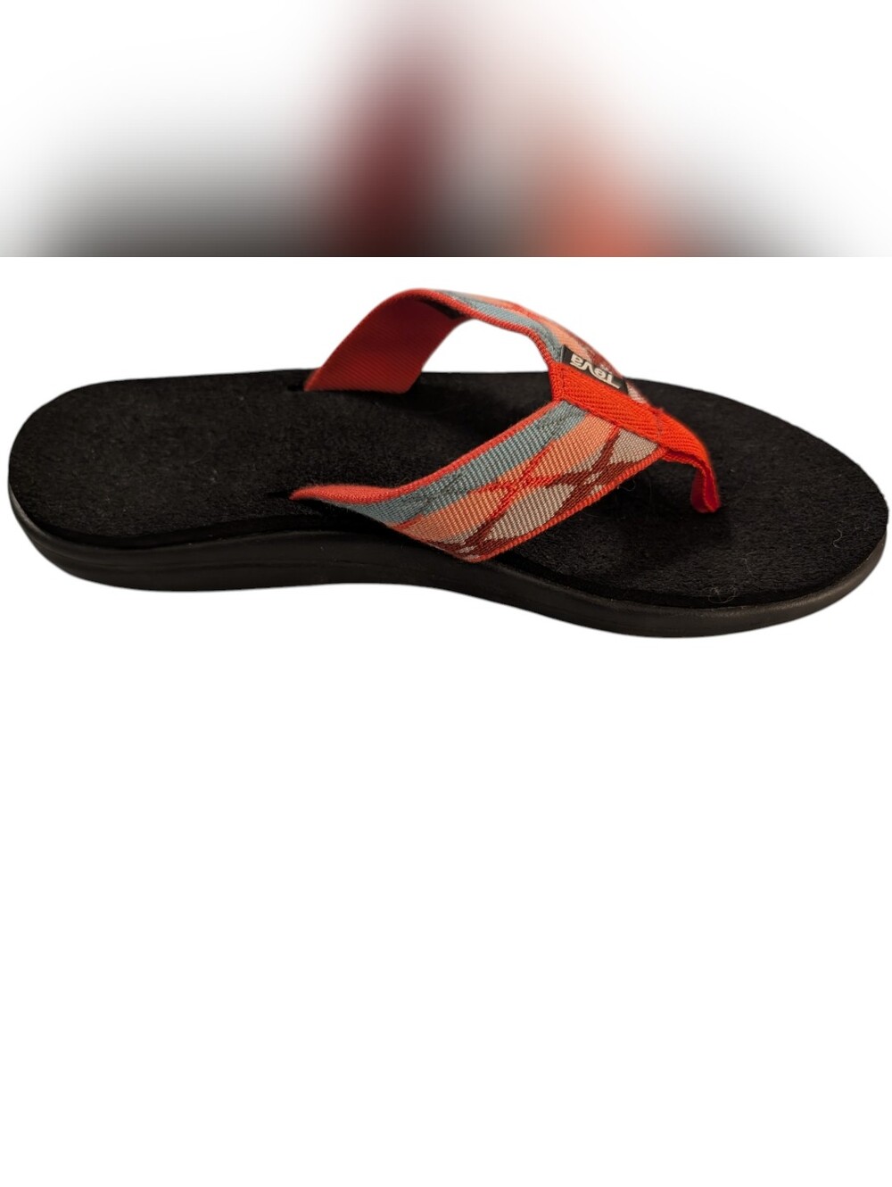 Teva Voya Flip Flop Sandals Womens 6 Orange Geometric Pattern Straps Like New - Picture 7 of 9